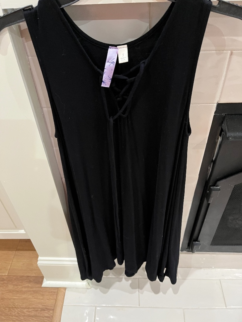 Ayla black dress with criss cross tie size small
